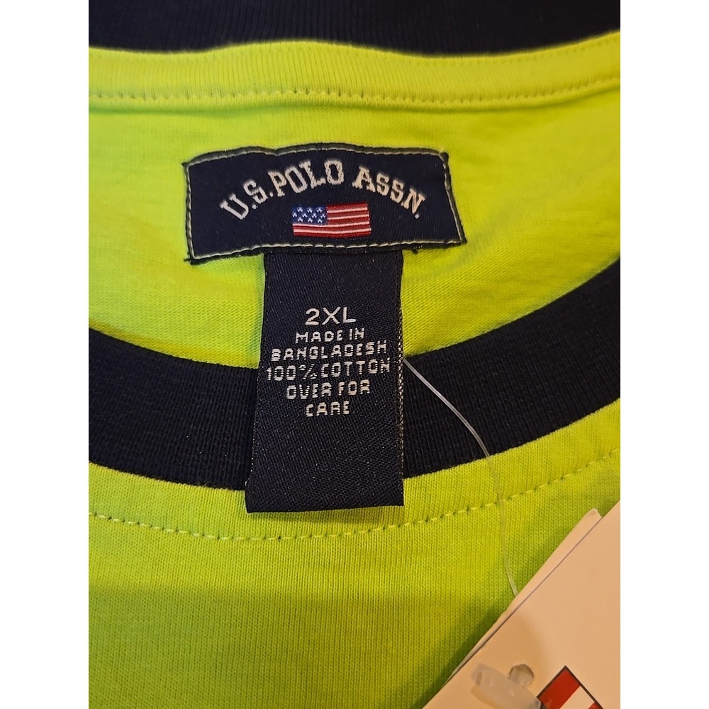 US Polo Assn. T-Shirt Mens Neon‎ Green 2XL Brand New with Tags 100% Cotton NWT - Picture 7 of 12